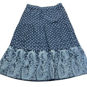 J Jill women’s medium 100% cotton midi maxi skirt tiered floral new